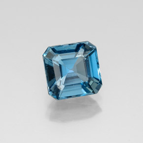 1.43캐럿 천연 런던 블루 토파즈, 에메랄드 컷, 6.3×6.2 mm, VVS-VS