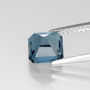 1.43캐럿 천연 런던 블루 토파즈, 에메랄드 컷, 6.3×6.2 mm, VVS-VS