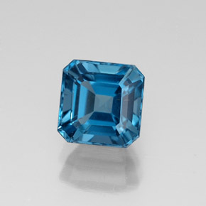 1.79캐럿 천연 런던 블루 토파즈, 에메랄드 컷, 6.3×6.2 mm, VS