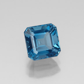 1.79캐럿 천연 런던 블루 토파즈, 에메랄드 컷, 6.3×6.2 mm, VS