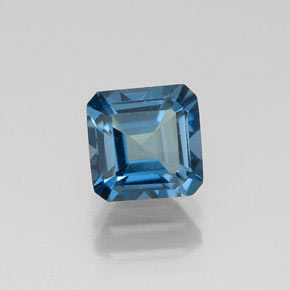 1.48캐럿 천연 런던 블루 토파즈, 에메랄드 컷, 6×6 mm, VVS