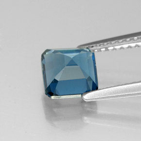 1.48캐럿 천연 런던 블루 토파즈, 에메랄드 컷, 6×6 mm, VVS