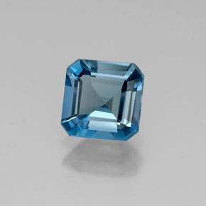 1.15캐럿 천연 런던 블루 토파즈, 에메랄드 컷, 5.9×5.9 mm, VVS