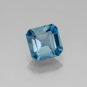 1.15캐럿 천연 런던 블루 토파즈, 에메랄드 컷, 5.9×5.9 mm, VVS