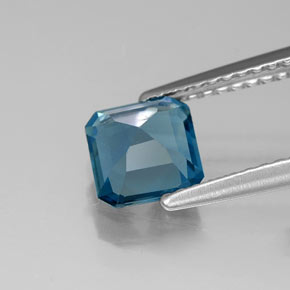 1.15캐럿 천연 런던 블루 토파즈, 에메랄드 컷, 5.9×5.9 mm, VVS