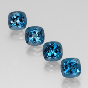 캐럿 천연 런던 블루 토파즈 보석, 쿠션 컷, 6.2×6.1 mm, VVS