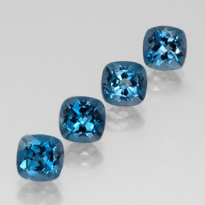 캐럿 천연 런던 블루 토파즈 보석, 쿠션 컷, 6.2×6.1 mm, VVS