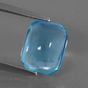 3.33캐럿 천연 스위스 블루 토파즈, 에메랄드 컷, 9.5×7.6 mm, 투명한