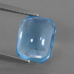 3.90캐럿 천연 스위스 블루 토파즈, 에메랄드 컷, 9.9×7.9 mm, 투명한