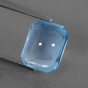 3.08캐럿 천연 스위스 블루 토파즈, 에메랄드 컷, 9×7.3 mm, 투명한