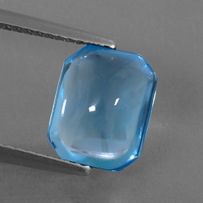 3.45캐럿 천연 스위스 블루 토파즈, 에메랄드 컷, 9.6×7.7 mm, 투명한
