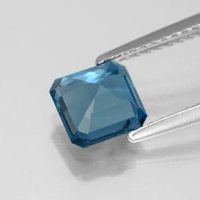 1.40캐럿 천연 런던 블루 토파즈, 에메랄드 컷, 6.3×6.2 mm, VVS