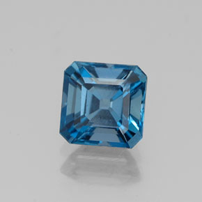 1.43캐럿 천연 런던 블루 토파즈, 에메랄드 컷, 6.2×6.2 mm, VS