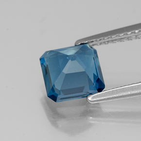 1.43캐럿 천연 런던 블루 토파즈, 에메랄드 컷, 6.2×6.2 mm, VS