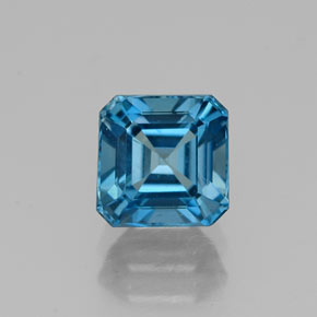 1.71캐럿 천연 런던 블루 토파즈, 에메랄드 컷, 6.2×6.1 mm, VVS-VS