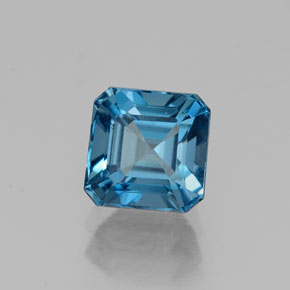 1.71캐럿 천연 런던 블루 토파즈, 에메랄드 컷, 6.2×6.1 mm, VVS-VS