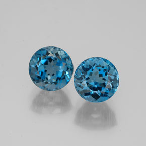 캐럿 천연 런던 블루 토파즈 보석, 라운드 컷, 6.08 mm, VVS