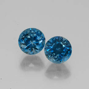 캐럿 천연 런던 블루 토파즈 보석, 라운드 컷, 6.09 mm, VVS-VS