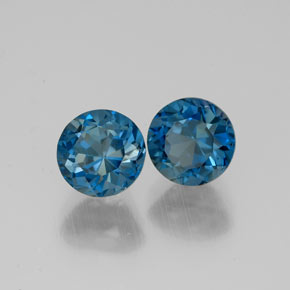캐럿 천연 런던 블루 토파즈 보석, 라운드 컷, 6.09 mm, VVS-VS