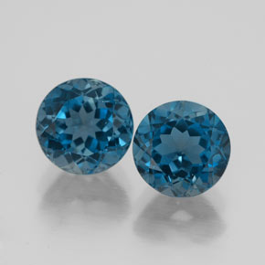 캐럿 천연 런던 블루 토파즈 보석, 라운드 컷, 7.19 mm, VVS-VS