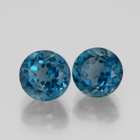 캐럿 천연 런던 블루 토파즈 보석, 라운드 컷, 7.19 mm, VVS-VS