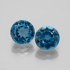 캐럿 천연 런던 블루 토파즈 보석, 라운드 컷, 6.98 mm, VVS