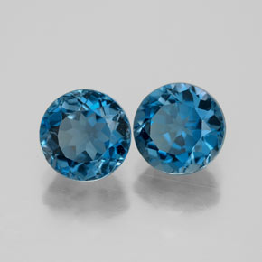 캐럿 천연 런던 블루 토파즈 보석, 라운드 컷, 6.98 mm, VVS
