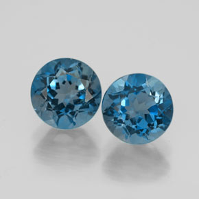 캐럿 천연 런던 블루 토파즈 보석, 라운드 컷, 7.00 mm, VVS-VS