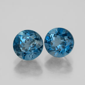 캐럿 천연 런던 블루 토파즈 보석, 라운드 컷, 7.00 mm, VVS-VS