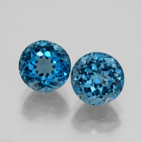 캐럿 천연 런던 블루 토파즈 보석, 라운드 컷, 7.20 mm, VVS