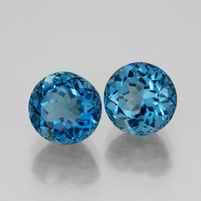캐럿 천연 런던 블루 토파즈 보석, 라운드 컷, 7.20 mm, VVS