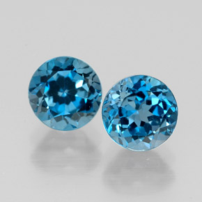 캐럿 천연 런던 블루 토파즈 보석, 라운드 컷, 5.98 mm, VVS
