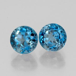 캐럿 천연 런던 블루 토파즈 보석, 라운드 컷, 5.98 mm, VVS
