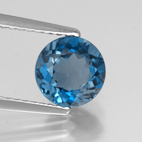 1.74캐럿 천연 런던 블루 토파즈, 라운드 컷, 7.03 mm, VVS
