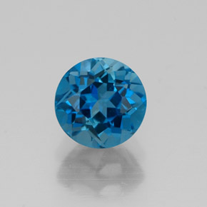 1.21캐럿 천연 런던 블루 토파즈, 라운드 컷, 6.04 mm, VVS