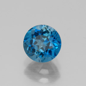 1.21캐럿 천연 런던 블루 토파즈, 라운드 컷, 6.04 mm, VVS