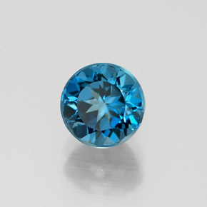 1.33캐럿 천연 런던 블루 토파즈, 라운드 컷, 6.14 mm, VVS