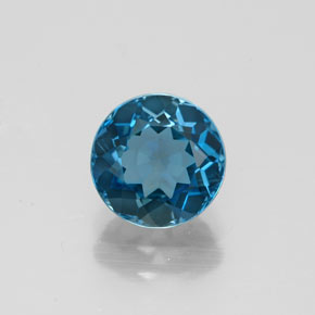 1.74캐럿 천연 런던 블루 토파즈, 라운드 컷, 7.03 mm, VVS