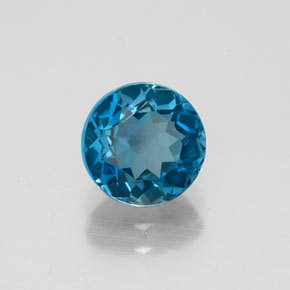 1.74캐럿 천연 런던 블루 토파즈, 라운드 컷, 7.03 mm, VVS