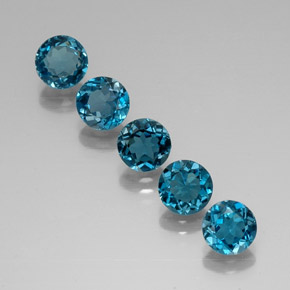 캐럿 천연 런던 블루 토파즈 보석, 라운드 컷, 6.13 mm, VVS