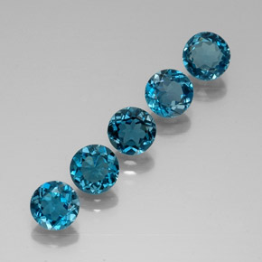 캐럿 천연 런던 블루 토파즈 보석, 라운드 컷, 6.13 mm, VVS