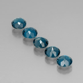 캐럿 천연 런던 블루 토파즈 보석, 라운드 컷, 6.13 mm, VVS