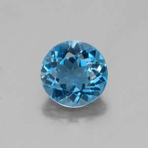 1.46캐럿 천연 런던 블루 토파즈, 라운드 컷, 6.74 mm, VVS