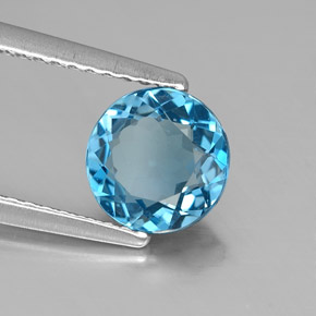 1.40캐럿 천연 런던 블루 토파즈, 라운드 컷, 7.09 mm, VVS