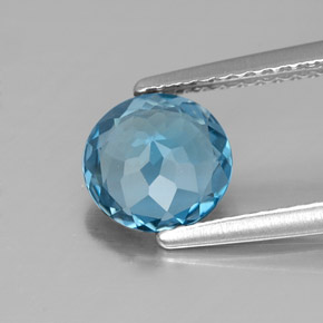 1.40캐럿 천연 런던 블루 토파즈, 라운드 컷, 7.09 mm, VVS