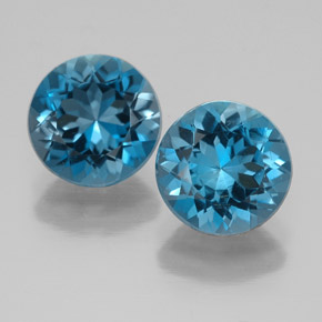 캐럿 천연 런던 블루 토파즈 보석, 라운드 컷, 8.18 mm, VVS-VS