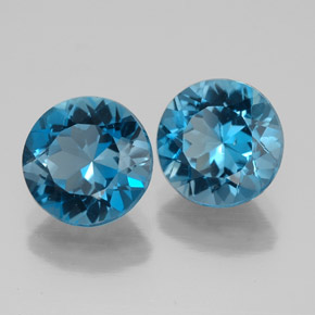 캐럿 천연 런던 블루 토파즈 보석, 라운드 컷, 8.18 mm, VVS-VS