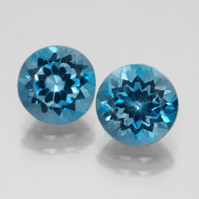 캐럿 천연 런던 블루 토파즈 보석, 라운드 컷, 8.14 mm, VVS