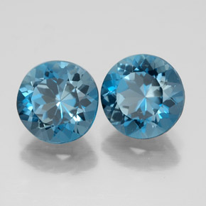캐럿 천연 런던 블루 토파즈 보석, 라운드 컷, 8.14 mm, VVS