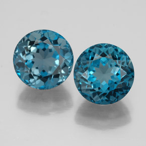 캐럿 천연 런던 블루 토파즈 보석, 라운드 컷, 8.08 mm, VVS